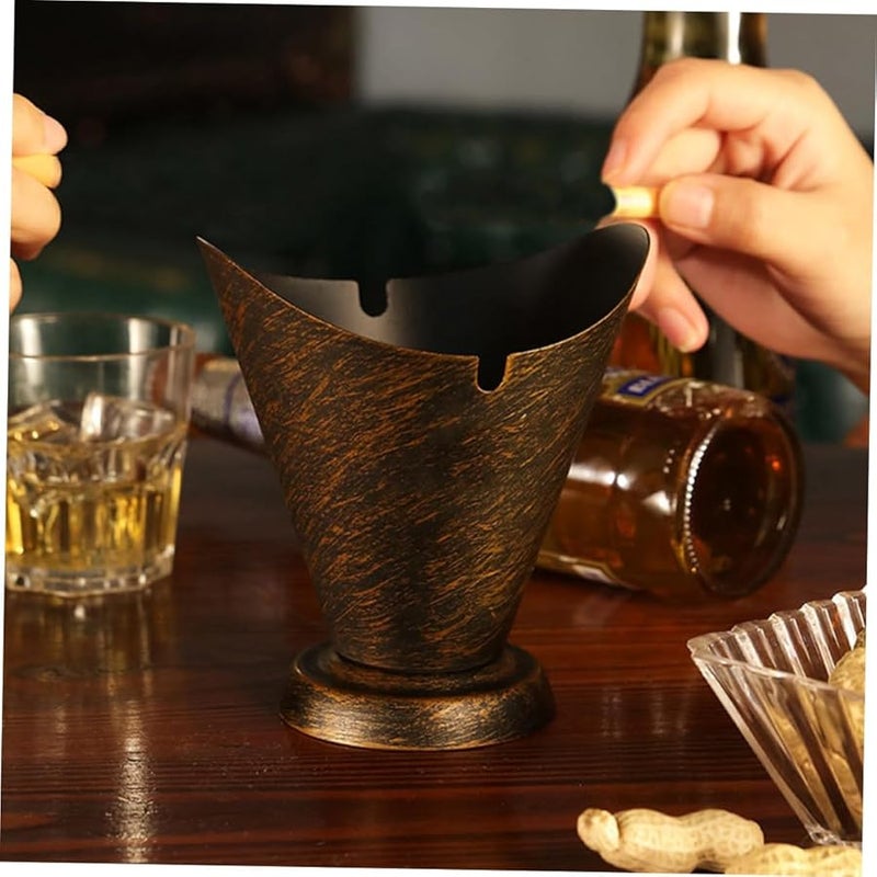 Polished Iron Retro Ashtray Small Smoke Container For Home Office Living Room Decoration - Image 5